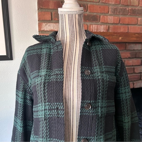 NWT Madewell Flannel Boxy Shirt-Jacket in Green Plaid Sz XS - Picture 5 of 11